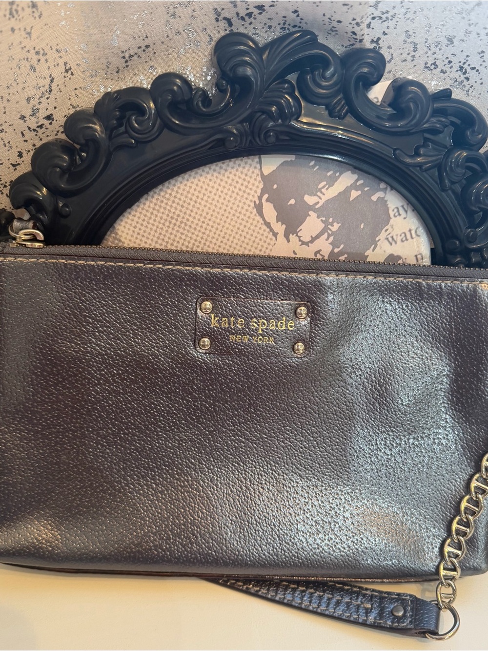 kate spade "Wellesley Byrd" Metallic Leather Clutch Shoulder Bag / Wristlet